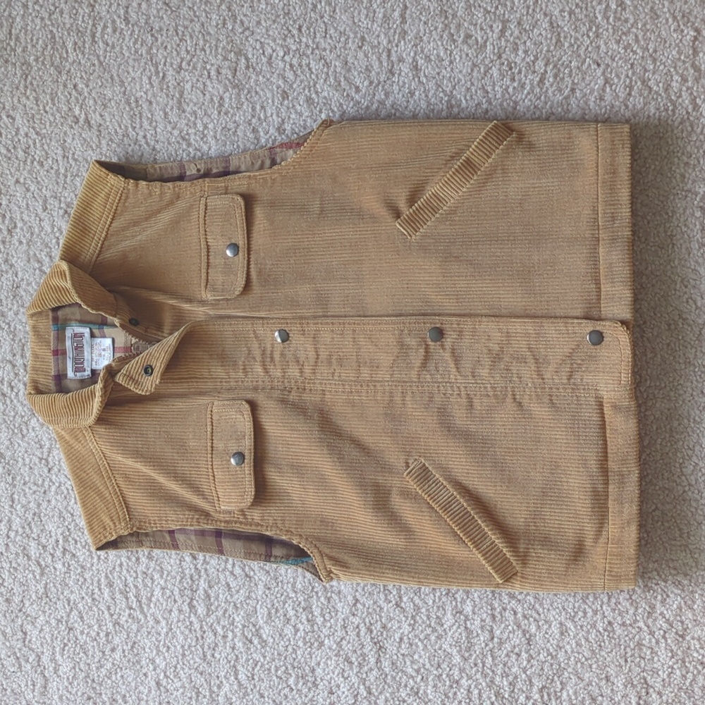 Vintage Worthington Beige Corduroy Vest with Checkered Lining